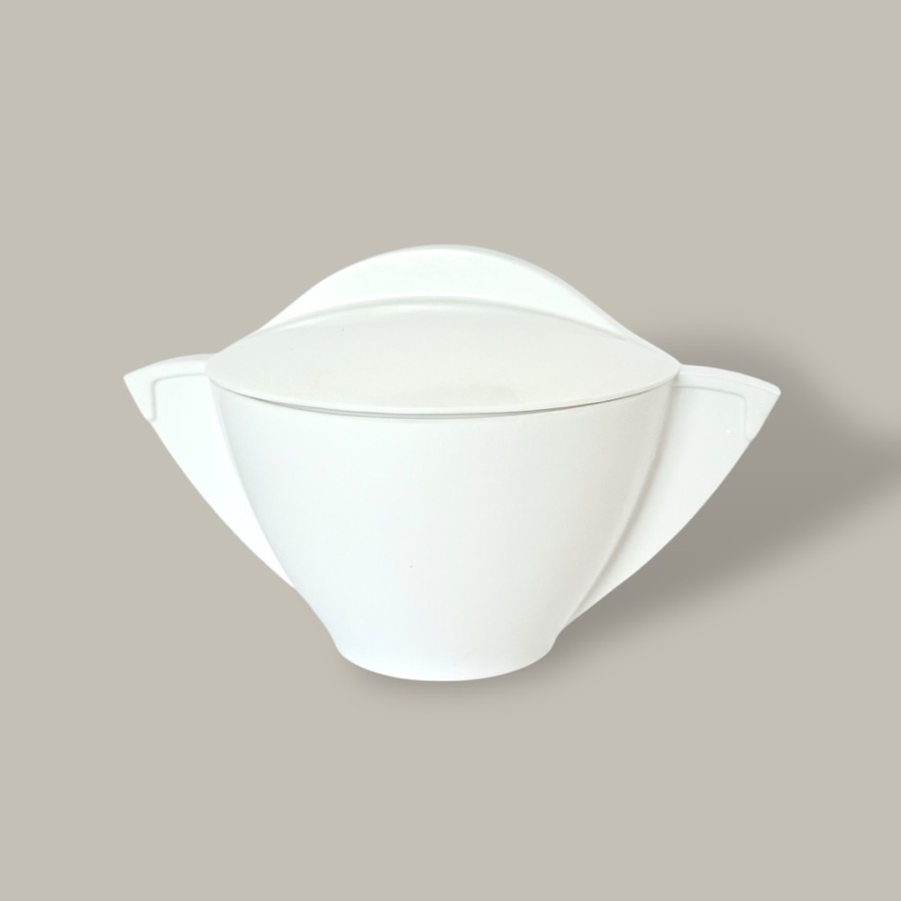 Vintage 1950s Mallo-Ware Melmac White Sugar Bowl with Lid – Mid-Century Modern